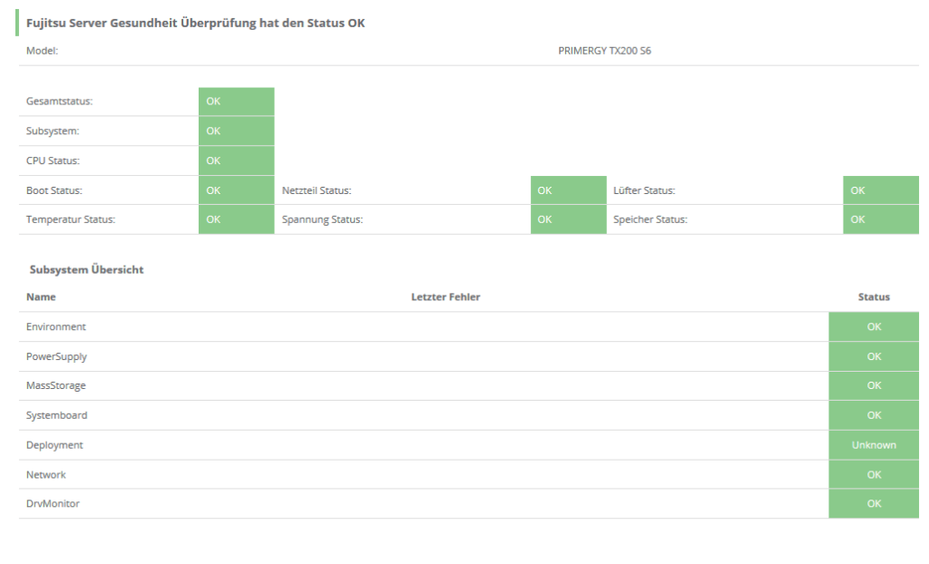 Fujitsu ServerView - Gesamtstatus