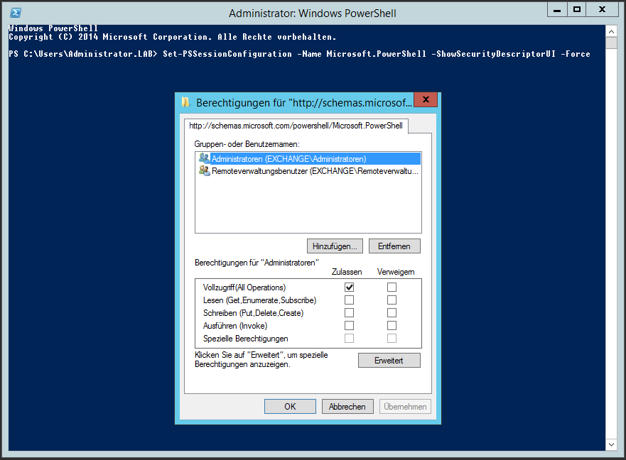 PowerShell Benutzer - Schritt 1 - Endpoint Access