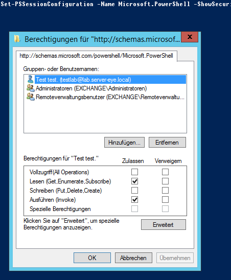 PowerShell Benutzer - Schritt 1 - Rechte